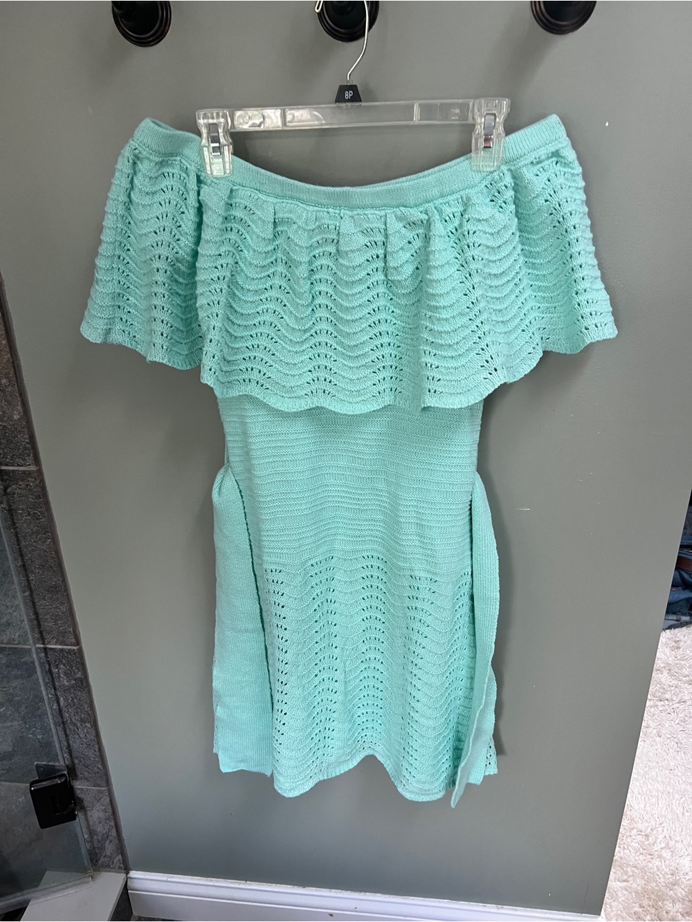 VENUS Mint Aqua Knit Off-Shoulder Top